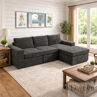 Haven 4-Piece Pineapple Fabric Modular Sectional Sofa Set Dweva