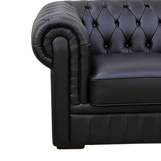 94.5" Black Cow Top Leather 3-Piece Living Room Sofa Set