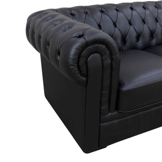 94.5" Black Cow Top Leather 3-Piece Living Room Sofa Set