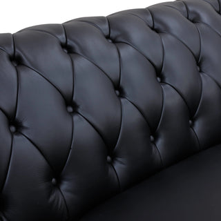 94.5" Black Cow Top Leather 3-Piece Living Room Sofa Set