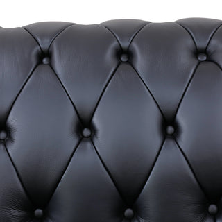 94.5" Black Cow Top Leather 3-Piece Living Room Sofa Set