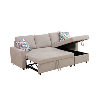 Fluffy 2-Piece Flannel Storage Sleeper Sectional Sofa Dweva