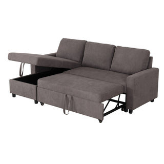 Fluffy 2-Piece Flannel Storage Sleeper Sectional Sofa Dweva