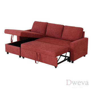 Fluffy 2-Piece Flannel Storage Sleeper Sectional Sofa Dweva