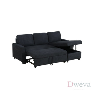 Fluffy 2-Piece Flannel Storage Sleeper Sectional Sofa Dweva