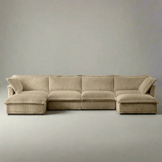 Slipcovered Fluffy Sofa - 4 Seat with 2 Ottoman Dweva