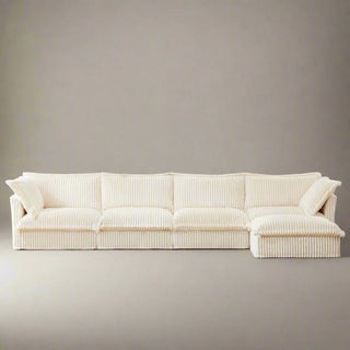 Slipcovered Fluffy Sofa - 4 Seat with Ottoman Dweva