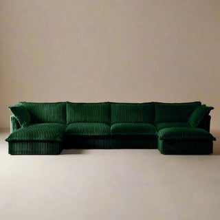 Slipcovered Fluffy Sofa - 4 Seat with 2 Ottoman Dweva