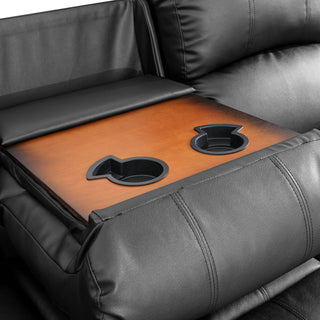 Black Semi PU And PVC 3-Piece Couch Living Room Sofa Set