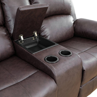 Brown Semi PU And PVC 3-Piece Couch Living Room Sofa Set