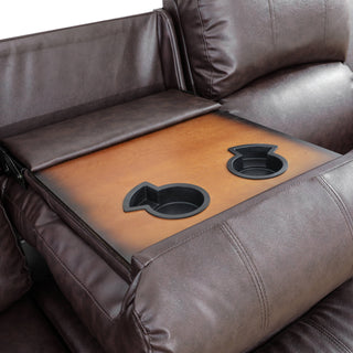 Brown Semi PU And PVC 3-Piece Couch Living Room Sofa Set