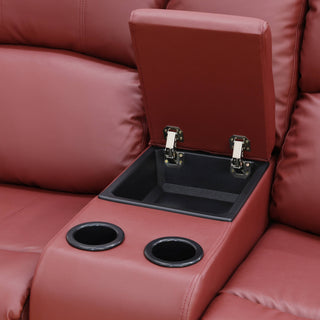 Red Semi PU And PVC 3-Piece Couch Living Room Sofa Set