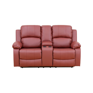 Red Semi PU And PVC Loveseat Living Room Sofa