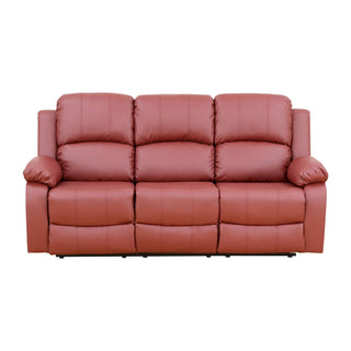 Red Semi PU And PVC 3 Seat Sofa Living Room Sofa