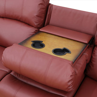 Red Semi PU And PVC 3 Seat Sofa Living Room Sofa