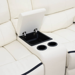 Off-White Bonded Leather Loveseat Living Room Sofa