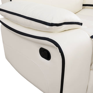 Off-White Bonded Leather Loveseat Living Room Sofa