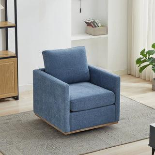 30.7"W Square Upholstered Swivel Accent Chair and Comfy Accent Single Sofa Chair, 360 Degree Club Chair, Lounge Armchair for Living Room Bedroom Apartment Nursery. Blue Dweva