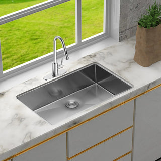 30 Inch Undermount Sink - 30" x 18" x 9" Undermount Stainless Steel Kitchen Sink 16 Gauge 9 Inch Deep Single Bowl Kitchen Sink Basin, Includes Drain Assembly (No Additional Accessories) Dweva