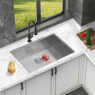 28 Inch Undermount Sink - 28" x 18" x 9" Undermount Stainless Steel Kitchen Sink 16 Gauge 9 Inch Deep Single Bowl Kitchen Sink Basin, Includes Drain Assembly (No Additional Accessories) Dweva