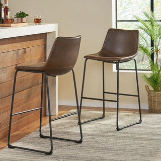 Set of 2 30" Cedric Faux Leather Barstool Vintage Brown Dweva