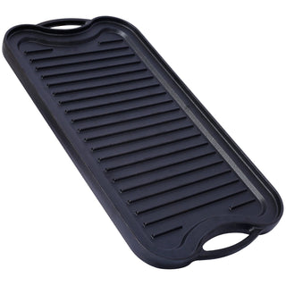Pre-Seasoned Cast Iron Reversible Rectangular Grill/Griddle, Black,20inch x 10inch Dweva