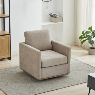 30.7"W Square Upholstered Swivel Accent Chair and Comfy Accent Single Sofa Chair, 360 Degree Club Chair, Lounge Armchair for Living Room Bedroom Apartment Nursery.Taupe Dweva