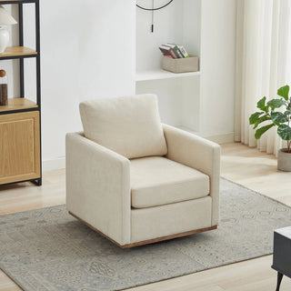 30.7"W Square Upholstered Swivel Accent Chair and Comfy Accent Single Sofa Chair, 360 Degree Club Chair, Lounge Armchair for Living Room Bedroom Apartment Nursery.Beige Dweva