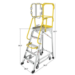 5 Step 375lbs Aluminum Rolling Platform Ladder Dweva