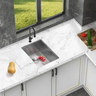 15 Inch Undermount Sink - 15" x 17" x 9" Undermount Stainless Steel Kitchen Sink 16 Gauge 9 Inch Deep Single Bowl Kitchen Sink Basin, Includes Drain Assembly (No Additional Accessories) Dweva