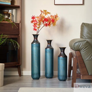Floor metal vase modern style decoration home droplet shaped white metal vase 3-piece set gorgeous home decoration large glazed metal vase Dweva