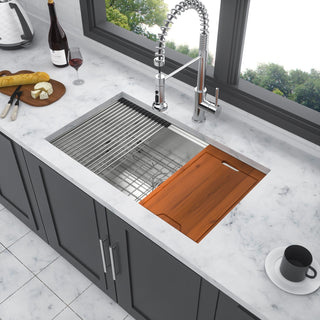 30" Undermount Kitchen Sink - 30*19*9 inch Kitchen Sink Undermount Single Bowl 16 Gauge Stainless Steel Ledge Workstation Kitchen Sinks Dweva