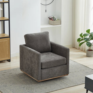 30.7"W Square Upholstered Swivel Accent Chair and Comfy Accent Single Sofa Chair, 360 Degree Club Chair, Lounge Armchair for Living Room Bedroom Apartment Nursery. Charcoal Dweva