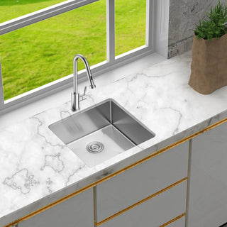 21 Inch Undermount Sink - 21" x 18" x 9" Undermount Stainless Steel Kitchen Sink 16 Gauge 9 Inch Deep Single Bowl Kitchen Sink Basin, Includes Drain Assembly (No Additional Accessories) Dweva