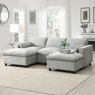 86.5'' U-Shaped Sofa with Storage Pockets Dweva