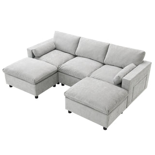 86.5'' U-Shaped Sofa with Storage Pockets Dweva
