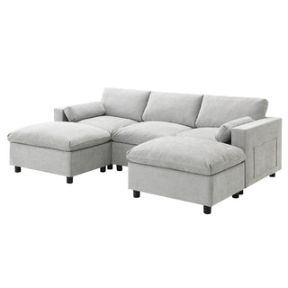 86.5'' U-Shaped Sofa with Storage Pockets Dweva