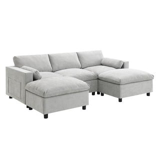 86.5'' U-Shaped Sofa with Storage Pockets Dweva