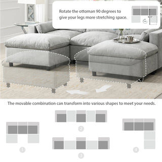 86.5'' U-Shaped Sofa with Storage Pockets Dweva