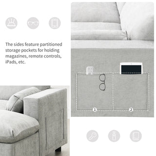 86.5'' U-Shaped Sofa with Storage Pockets Dweva