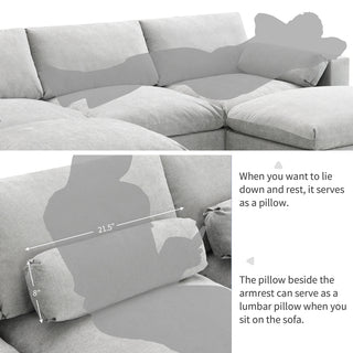86.5'' U-Shaped Sofa with Storage Pockets Dweva