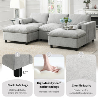 86.5'' U-Shaped Sofa with Storage Pockets Dweva