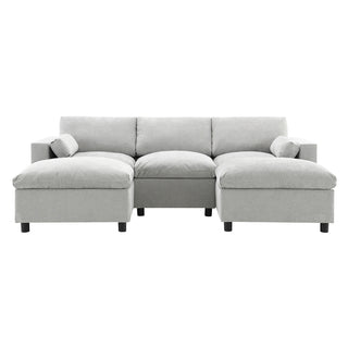 86.5'' U-Shaped Sofa with Storage Pockets Dweva