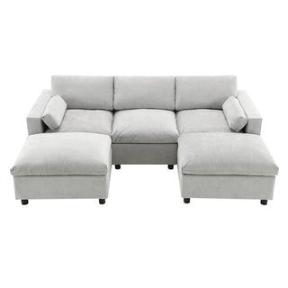 86.5'' U-Shaped Sofa with Storage Pockets Dweva