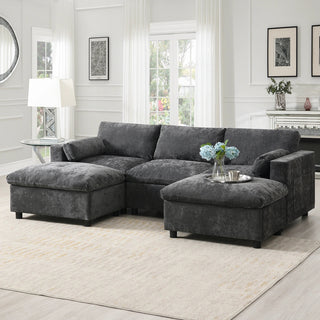 86.5'' U-Shaped Sofa with Storage Pockets Dweva