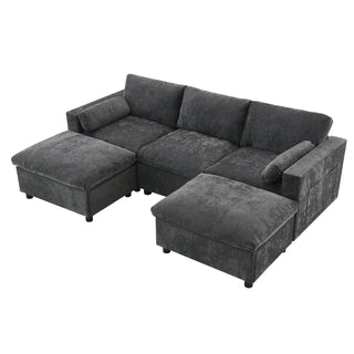 86.5'' U-Shaped Sofa with Storage Pockets Dweva