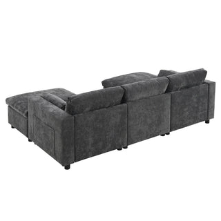 86.5'' U-Shaped Sofa with Storage Pockets Dweva