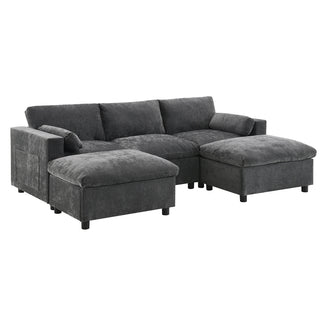 86.5'' U-Shaped Sofa with Storage Pockets Dweva