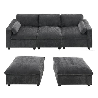86.5'' U-Shaped Sofa with Storage Pockets Dweva