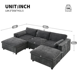 86.5'' U-Shaped Sofa with Storage Pockets Dweva